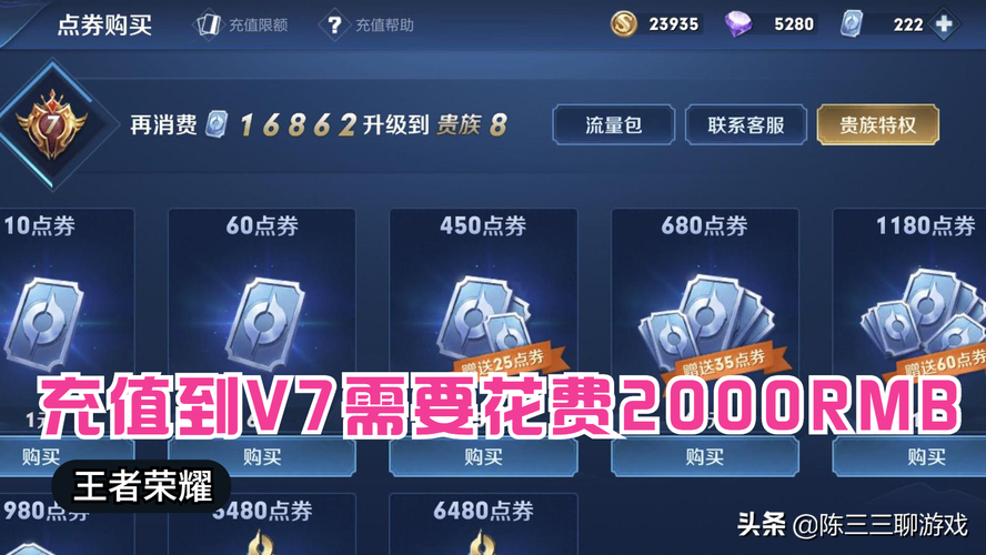 王者荣耀冲到v7多少钱（王者充到v7多少钱?）